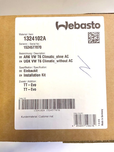 Webasto Aufrüstkit VW T6 ohne Klimaanlage oder mit manueller Klimaanlage 1324102A