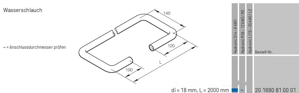 Eberspächer Wasserschlauch Kühlwasserschlauch Formschlauch Ø 18mm