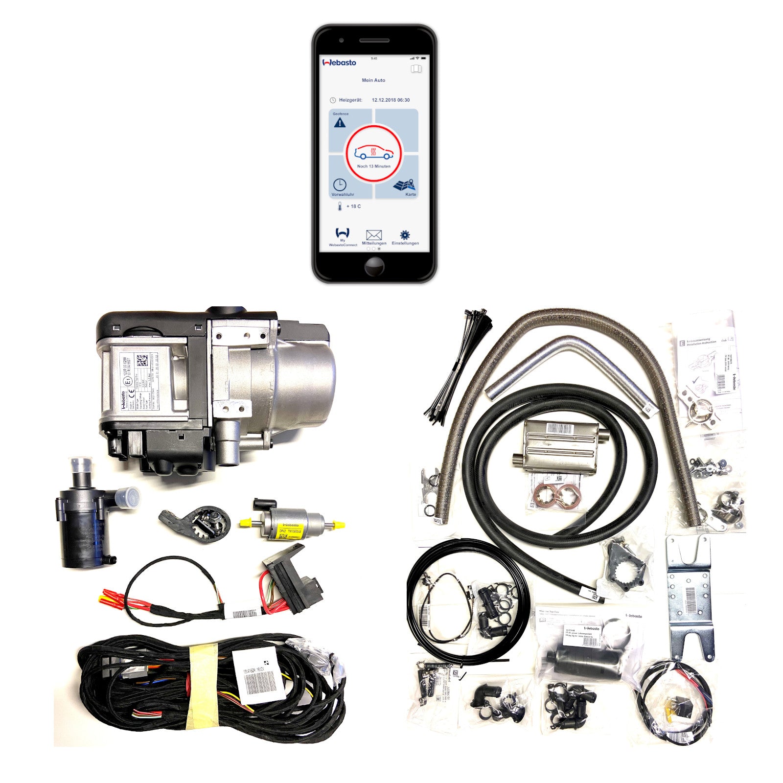Webasto Thermo Top Evo 4 KW Diesel + Universaleinbausatz + APP Thermo Connect TCon2